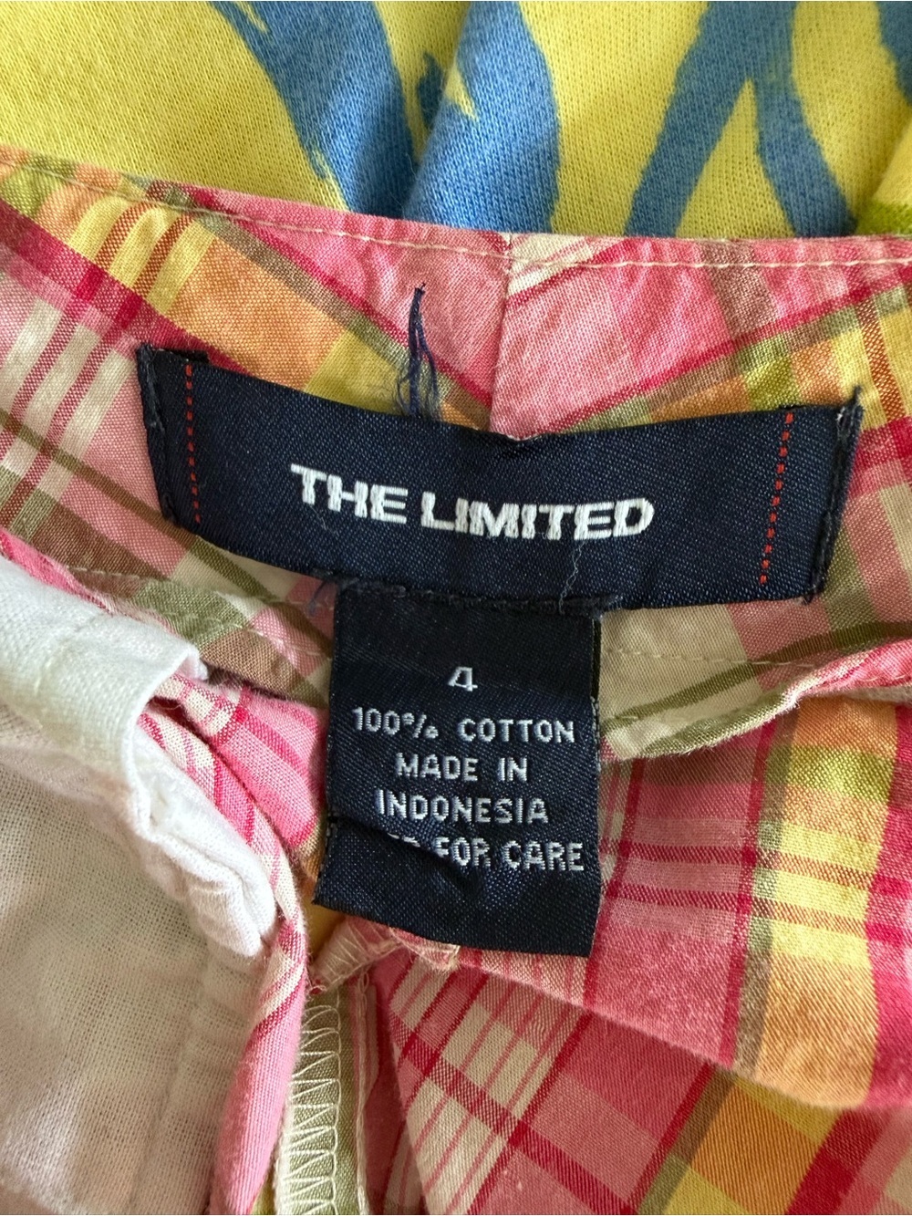Vintage The Limited Y2K Pink & Green Plaid Tie-Waist Cotton Skirt Stripes Size 4 - Picture 7 of 7